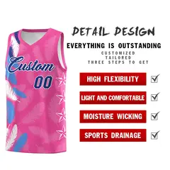 Pink Royal Feather Series Graffiti Pattern Basketball Jersey 2