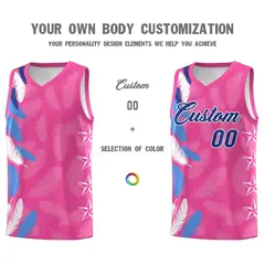 Pink Royal Feather Series Graffiti Pattern Basketball Jersey 3