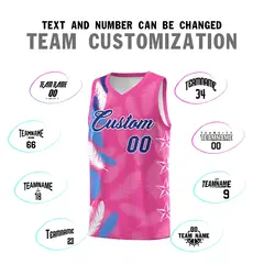 Pink Royal Feather Series Graffiti Pattern Basketball Jersey 4