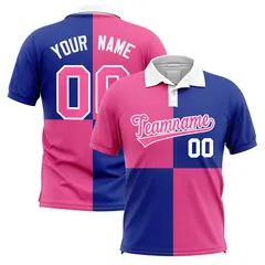 Pink Royal Four Squares Performance Polo Shirt