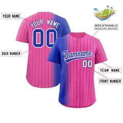Pink Royal Gradient Pinstripe Baseball Jersey 2