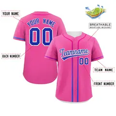 Pink Royal Gradient Ribbed Authentic Baseball Jersey 2
