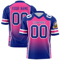 Pink Royal Gradient Side Pattern Authentic Football Jersey 1