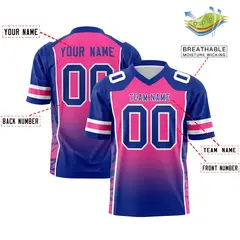 Pink Royal Gradient Side Pattern Authentic Football Jersey 2