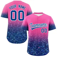 Pink Royal Gradient Sparkle-Effect Authentic Baseball Jersey