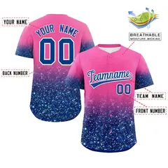 Pink Royal Gradient Sparkle-Effect Authentic Baseball Jersey 2