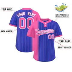 Pink Royal Gradient Stripe Two-Button Softball Jersey 2