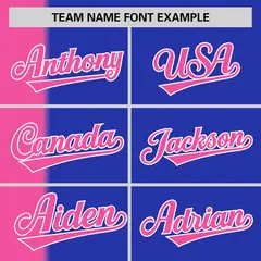 Pink Royal Gradient Stripe Two-Button Softball Jersey 3