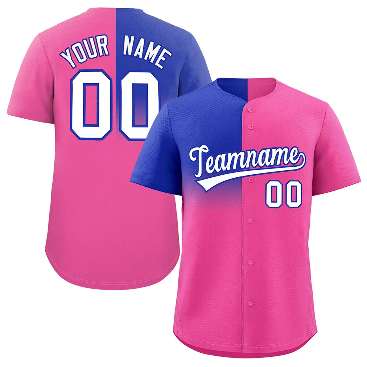 Pink Royal Half Gradient Authentic Baseball Jersey
