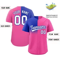 Pink Royal Half Gradient Authentic Baseball Jersey 2