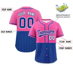 Pink Royal Half Stripe Authentic Baseball Jersey 2