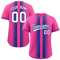 Pink Royal Lapel Gradient Fashion Baseball Jersey 1