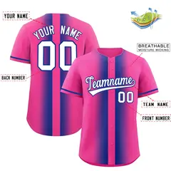 Pink Royal Lapel Gradient Fashion Baseball Jersey 2