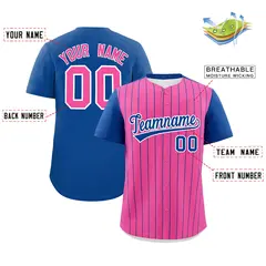 Pink Royal Pinstripe Two-Tone Authentic Baseball Jersey 2