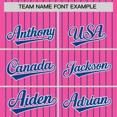 Pink Royal Pinstripe Two-Tone Authentic Baseball Jersey 3