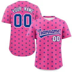 Pink Royal Polka Dot Graffiti Authentic Baseball Jersey 1