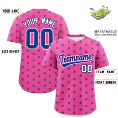 Pink Royal Polka Dot Graffiti Authentic Baseball Jersey 2
