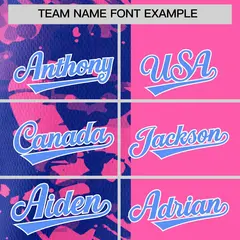 Pink Royal Split Graffiti Raglan Sleeve Baseball Jersey 3