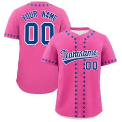 Pink Royal Star Ribbing Authentic Baseball Jersey 1