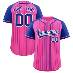 Pink Royal Stripe Raglan Sleeves Fashion Baseball Jersey 1