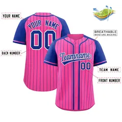 Pink Royal Stripe Raglan Sleeves Fashion Baseball Jersey 2