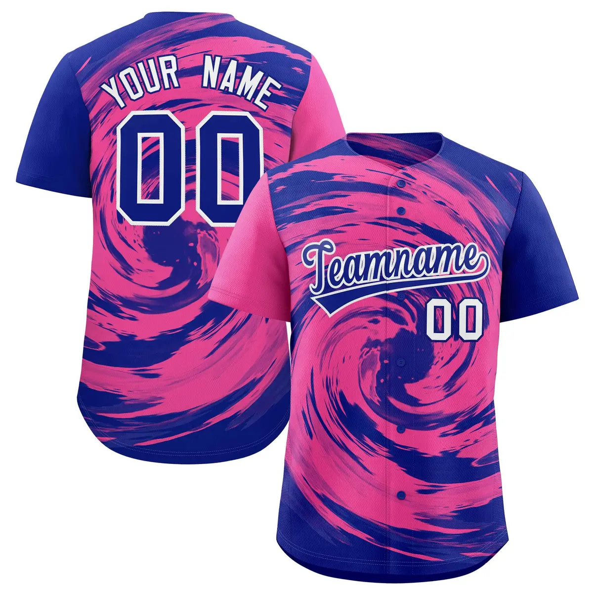 Pink Royal Swirl Graffiti Baseball Jersey