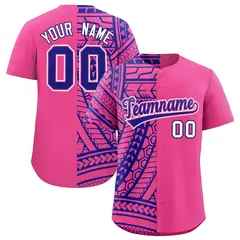 Pink Royal Tribal Split Baseball Jersey 1