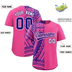 Pink Royal Tribal Split Baseball Jersey 2