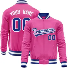 Pink Royal Varsity Full-Zip Letterman Baseball Jacket 1
