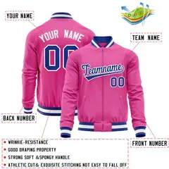 Pink Royal Varsity Full-Zip Letterman Baseball Jacket 4