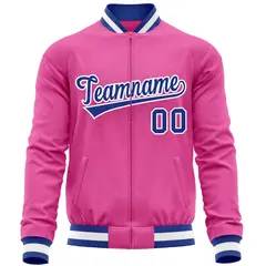 Pink Royal Varsity Full-Zip Letterman Baseball Jacket 5