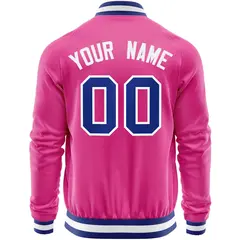 Pink Royal Varsity Full-Zip Letterman Baseball Jacket 6