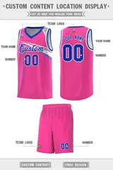 Pink Royal-White Chest Color Block Basketball Jersey 2