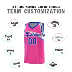 Pink Royal-White Chest Color Block Basketball Jersey 4