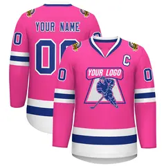 Pink Royal-White Classic Hockey Jersey