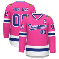 Pink Royal-White Classic Hockey Jersey 1