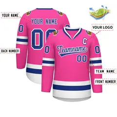 Pink Royal-White Classic Hockey Jersey 2