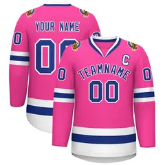 Pink Royal-White Classic Hockey Jersey 1