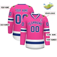 Pink Royal-White Classic Hockey Jersey 2