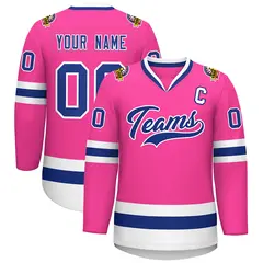 Pink Royal-White Classic Hockey Jersey 1