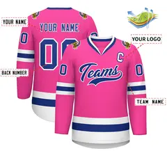 Pink Royal-White Classic Hockey Jersey 2
