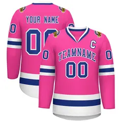 Pink Royal-White Classic Hockey Jersey 1
