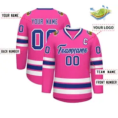 Pink Royal-White Classic Hockey Jersey 2
