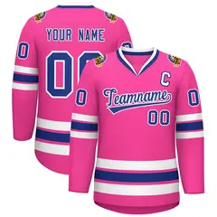 Pink Royal-White Classic Hockey Jersey 1