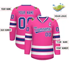 Pink Royal-White Classic Hockey Jersey 2