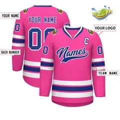 Pink Royal-White Classic Hockey Jersey 2
