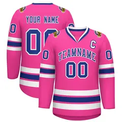 Pink Royal-White Classic Hockey Jersey 1