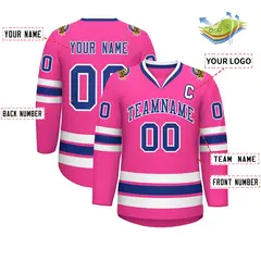 Pink Royal-White Classic Hockey Jersey 2