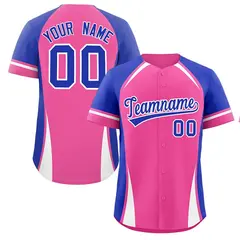 Pink Royal-White Color Block Authentic Baseball Jersey