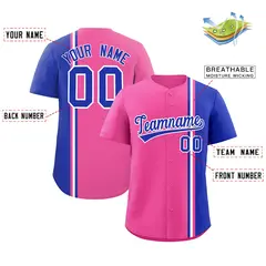 Pink Royal-White Color Block Authentic Baseball Jersey 2
